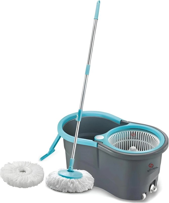 Flipkart SmartBuy Easy To Clean Floor Magic Bucket 2 Absorbers,Wet and Dry Mop Set(Grey, Blue)