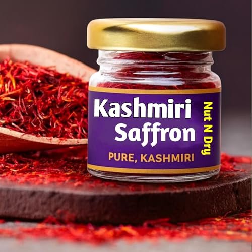 Nut N Dry Original Kashmiri Saffron | Direct From kashmir | Premium Mongra Kesar Threads | 100% Pure Natural Zafran | Strong Aroma & Rich Color | For Milk, Kheer, Biryani & Skincare , saffron, kesir , (1 g (Pack Of 1))
