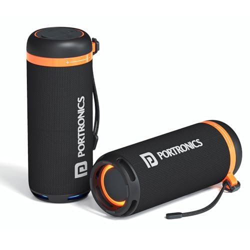 Portronics 15W Breeze 7 Wireless Bluetooth Speaker with Rotational Volume Control, Upto 6 Hours Playtime, Bluetooth 5.4V, Passive Bass Radiator, TWS Mode, RGB LED Lights, Type C Charging(Black)