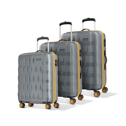 Aristocrat Comet 8 Wheel Set of 3 (Small+Medium+Large) Hard Case Trolley Bag | Combination Lock | Tough and Durable Polycarbonate Luggage | 3 Year International Warranty | Suitcase for Travel | Grey
