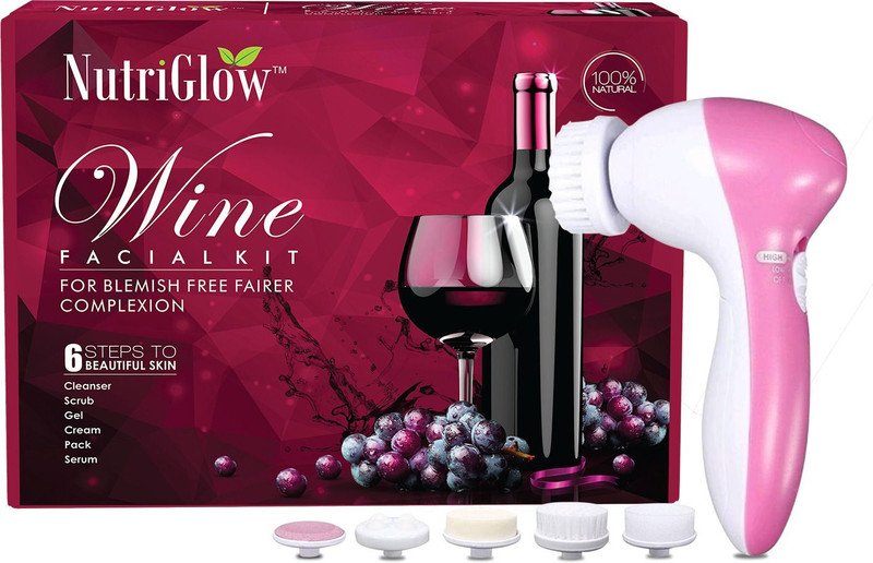 NutriGlow Wine Facial Kit (250+10)g with 5 in 1 Face Massager(2 x 130 g)