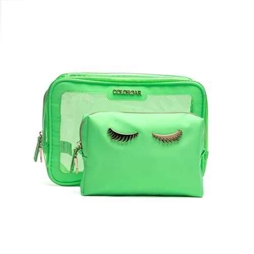 Colorbar Polyester Lips & Lashes Casual Box Pouch (Set Of Two) – Neon Green