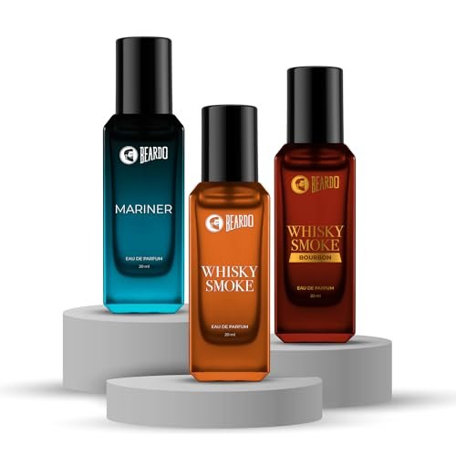 Beardo AquaSmoke Trio Collection- Mariner,Whisky Smoke & Whiskey Smoke Bourbon Perfume for Men (20ml x 3) | Long Lasting Fragrance | Long Lasting Perfume for Men | Gift for Men | Gift for Friend
