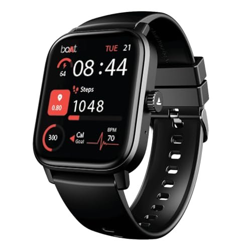 boAt Wave Astra Neo Smartwatch Bluetooth Calling, 1.83” HD Display, Health & Wellness Suite, IP68 Resistance, Functional Crown (Active Black)