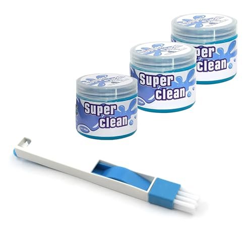 Sulfar 2 in 1 Keyboard Dust Removal Cleaning Brush & 3pcs Cleaning Gel for Car AC Vent Interior Dust Keyboard Cleaner