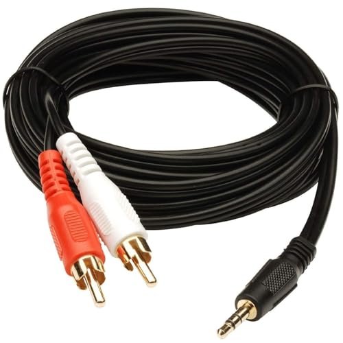 Hexabyte 3.5mm to 2-Male RCA Adapter Cable (1.5 Meter) – AUX to RCA Audio Cable for Stereo, Speaker, TV, and Audio Devices – Gold-Plated for Clear Sound