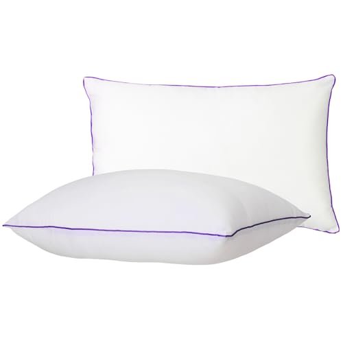 Amazon Basics Microfiber Bed Pillow | 68 x 43 cm | Pack of 2 | Long-Lasting Fluffiness | Breathable & Soft (White)