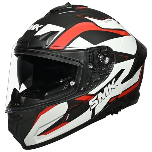 SMK Typhoon Azonix ISI, DOT & ECE 06 Certified Helmet with Dual Visor MATT Black & White – S