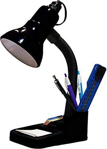 LOGRO Flexible Black Electric Table Lamp with Attached Pen Stand for Office and Study Black (Bulb not Included)