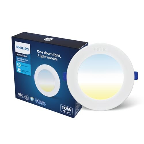 Philips 10W 3in1 AstraGlow Round LED Panel Light | Slim Surface Panel with High Brightness & Energy Efficiency | Durable Polycarbonate Body – White Finish | Pack of 1