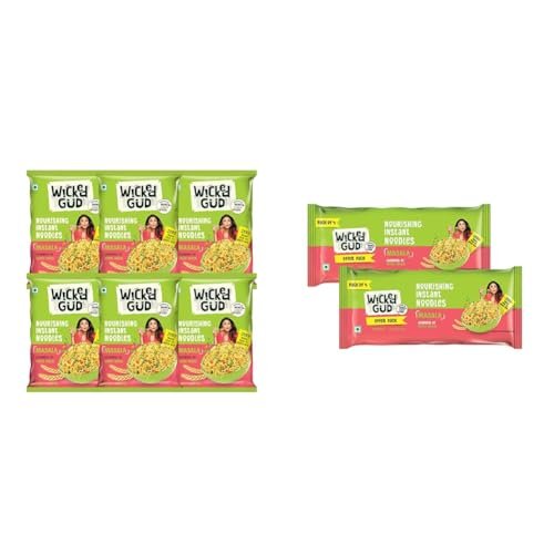 WickedGud Nourishing Masala Instant Noodles, Pack of (69 gm x 6)| Healthy Noodles | Whole Wheat | Wh +