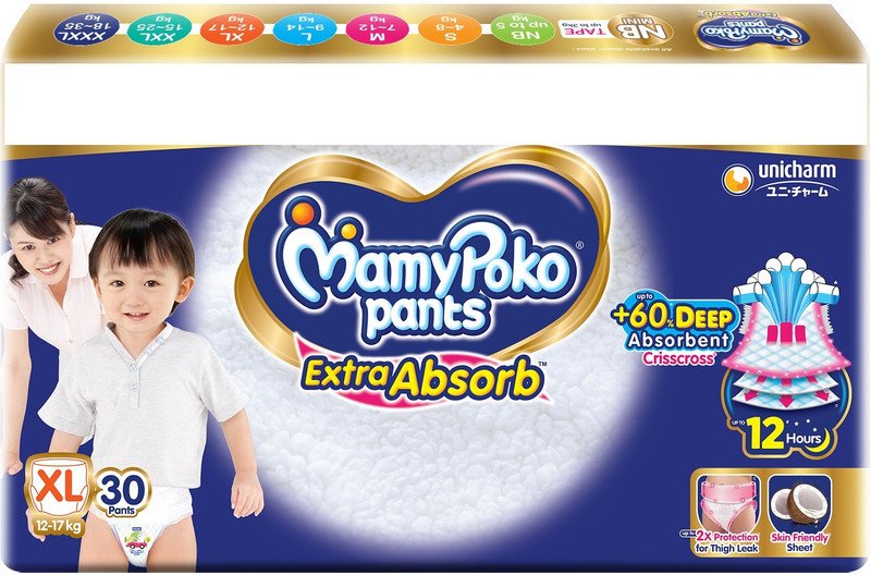 MamyPoko Extra Absorb Pant Diapers – XL(30 Pieces)