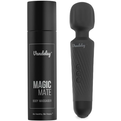 VandelayFull Body Massager for Women & Men, Rechargeable Wireless Massager Machine for Pain Relief, Handheld Massager with Medical Grade Silicone, 8 Speeds, 20 Modes (Cool Black)