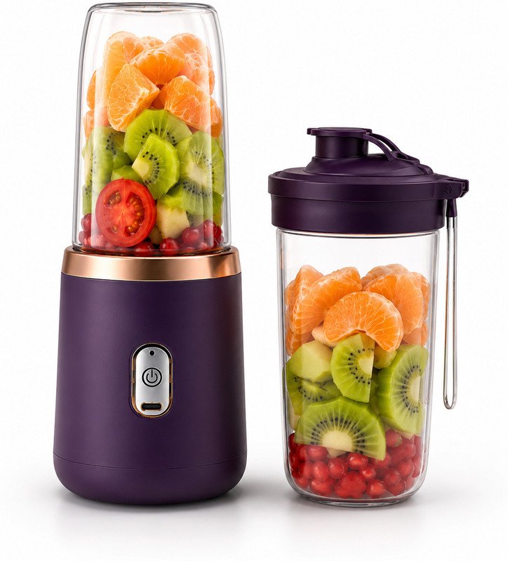 NutriPro Electric Fruit Juicer l USB Rechargable 2000 mAh Battery l Powerful Motor 25 W Juicer(Portable Juicer for Smoothies,Shakes,Juices_new | 2 Jars | Multicolor)