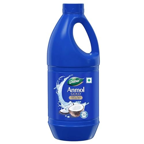 Dabur Anmol Gold 100% Pure Coconut Oil – 900ML | Natural | Nariyal Tel | Handpicked Sundried Coconuts | Multipurpose Oil