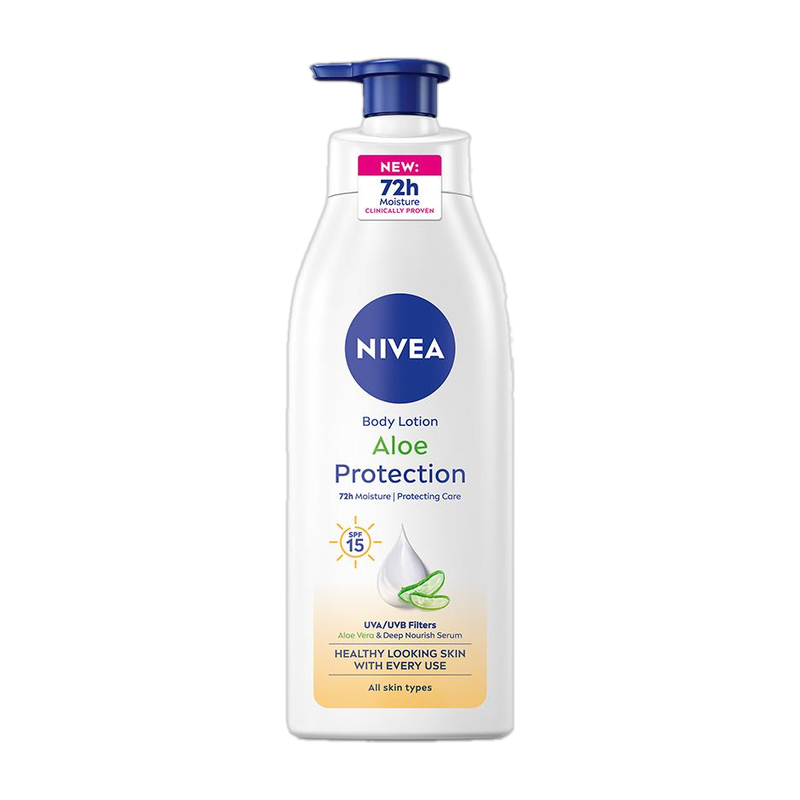 NIVEA Aloe Protection, Hydrating Moisturizer Body Lotion, Natural Aloe Vera & SPF 15(400 ml)