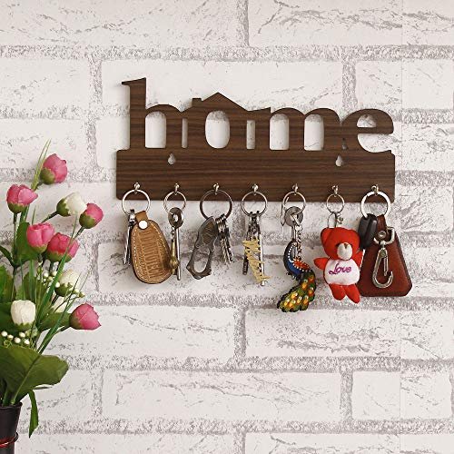 Webelkart Premium Home Keys Wooden Key Holder (29 cm x 13.5 cm x 0.4 cm, Wood) 7 Hook – Decorative Items for Home Decor (Brown)