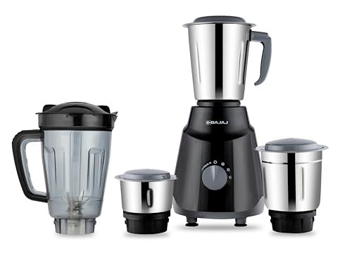 Bajaj Rex Ninja Series 4 Jar 500W Mixer Grinder | DuraCut Blades | 2-In-1 Function Blade In Dry Jar | 2 Yrs Warranty 【Black/Grey】