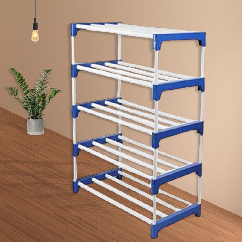 EEMWAY Metal, Plastic Shoe Stand(BLUE, 5 Shelves, DIY(Do-It-Yourself))