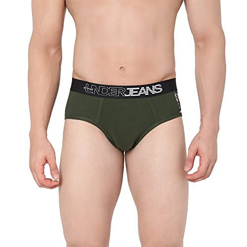 Underjeans Men Olive Cotton Blend Brief