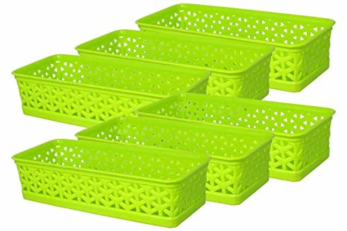 Wonder Plastic Prime Alexa 9 Multipurpose Tokri for Drawer Dividers/Storage Tokri, Set of 6 Pcs, Green Color