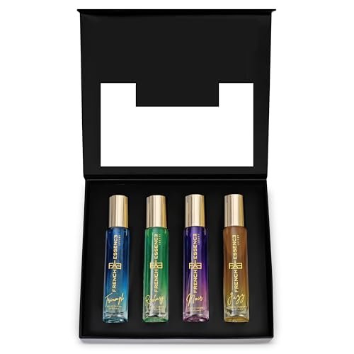 French Essence Luxury Eau De Parfum Gift Set for Men with Triumph, Recharge, Noir & Jazz | Long Lasting 15ml X 4 Fragrance 60ml