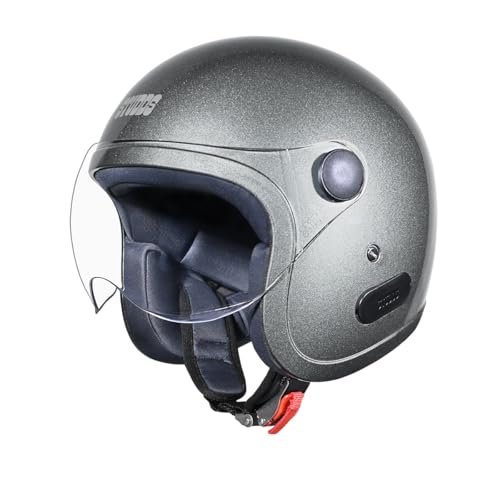 Studds Jet Open Face ISI Certified Helmet with Chopper Visor Gun Grey – XL