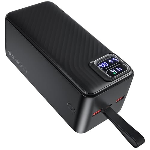 ZEBRONICS EnergiPOD 50R1 Power Bank, 50000 mAh, 22.5W, PD 3.0 Type C, Rapid Charging, Outputs – Type C | Dual USB A, LED Display, Auto Protections, Made in India
