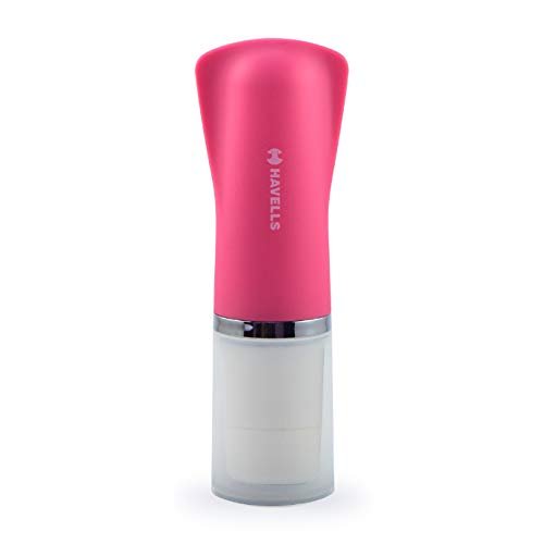 Havells Lady Facial Hair Remover | Rotary Blades for Clean and Smooth Touch for Upper Lips, Chin & Cheeks | Wet & Dry Use | Battery Powered | Mirror Included | Hot Pink | FD5000