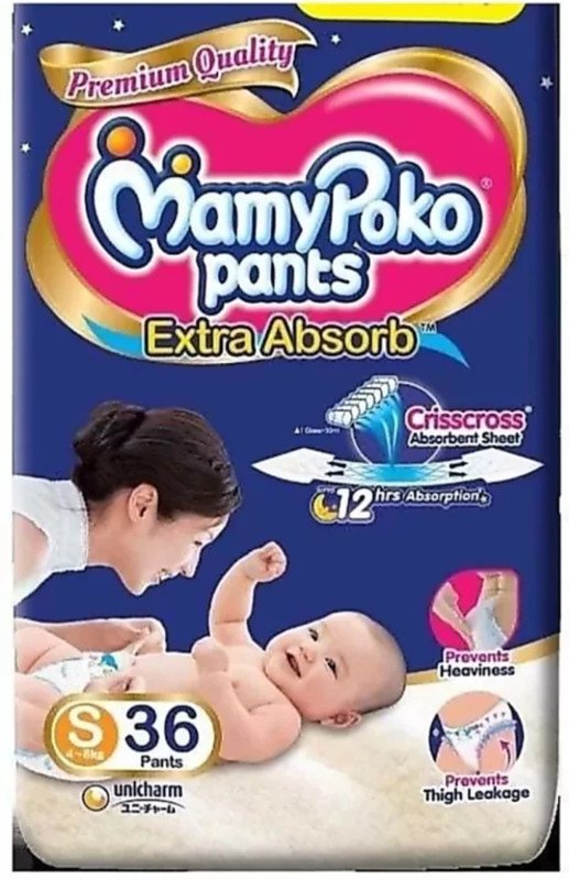 MamyPoko Pants Extra Absorb Baby Diapers, Size (Small 36 Pieces) Pant Diapers – S(36 Pieces)