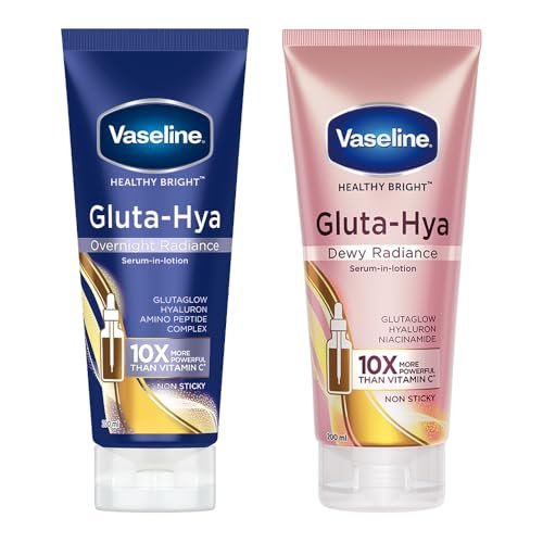Vaseline Gluta-Hya Overnight Radiance, Serum-In-Lotion, 200ml + Vaseline Gluta-Hya Dewy Radiance, 200ml, Serum-In-Lotion