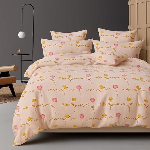 BSB HOME 300 TC Microfiber XXL Soft Cotton Super King Size Bedsheet for Double Bed, King Size 108 Inches X 108 Inches, 9 Feet, 275 X 275 cm with 2 Large Size Pillow Covers – Rose Pink