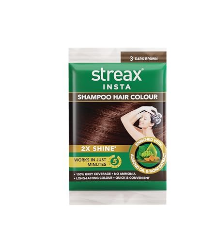 Streax Insta Shampoo Hair Colour – Dark Brown, 25ml (Pack of 1)
