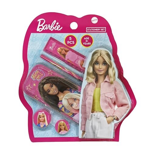 Barbie 5 pcs Stationery SetSchool Supplies Kit Multicolor Return Gift for Kids Age 3 Years +
