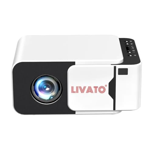 Livato T5 Mini Upgraded Android 13 Full HD Support Native 720P 5000 Lumens Auto Keystone WiFi & Bluetooth 6, Miracast, Built-in Speaker 1 Year Warrenty (White)