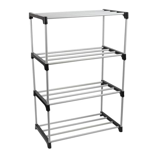 SaKLaK Multipurpose Baby Wardrobe/Cabinet/Multipurpose Storage Rack, Foldable, Collapsible Fabric Wardrobe Organizer for Clothes (4 – Layer,Black)
