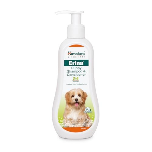 Himalaya Erina Puppy Shampoo & Conditioner | 200 ml | Gentle 2-in-1 Cleansing & Conditioning for Puppies – with Oats, Reetha & Lavender Oil