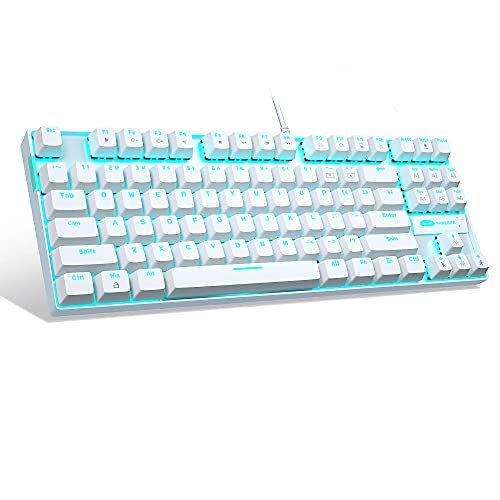 MageGee MK-Star LED Backlit Keyboard Compact 87 Keys TKL Wired Computer Keyboard with Blue Switches for Windows Laptop Gaming PC