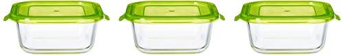 Amazon Brand – Solimo Borosilicate Glass Container Set (Transparent,3 Pieces, 550ml)
