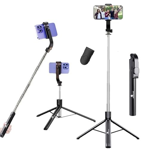 Kratos K51, 67Inch/ 170cm Long Selfie Stick Tripod with Wireless Remote, Long Tripod Stand with 360° Rotation, Compatible with Mobile/GoPro for Travel,Compatible with iPhone & All Smartphones