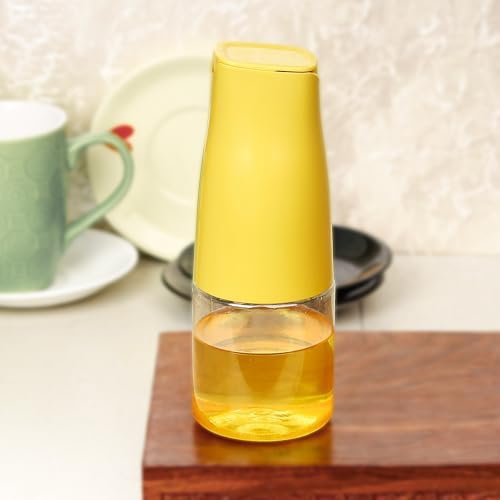 The Earth Store 500 ML Yellow Plastic Oil Dispenser Transparent Cooking Oil Pourer for Kitchen Leakproof Sauce Vinegar Liquid Dispenser Oil Bottle & Oil Pourer for Kitchen