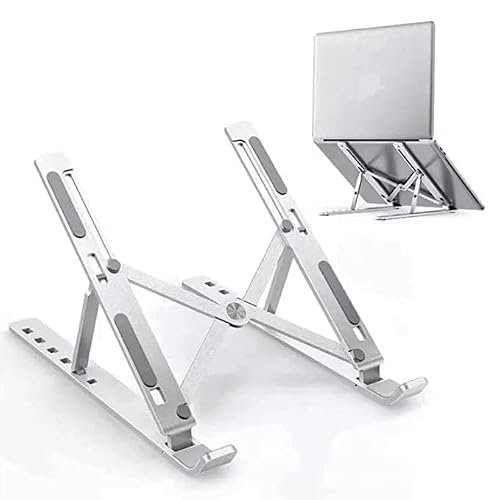 FreshDcart FDC287 Foldable Laptop Stand Aluminum Laptop Stand with Multiangle Adjustable Stand for Notebook MacBook Tablet Tray Desk Table Book Laptop (Pack of 1)