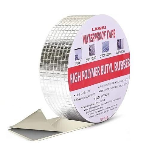 SYCEES Super Strong Adhesive Waterproof Tape Permanent Repair Roof Water Leakage Solution Rubber Foil Suitable for Roof Leak,Crack, Window Sill Gap, Boat Sealing, Tank Leak (5CM*5M) (MXA-)