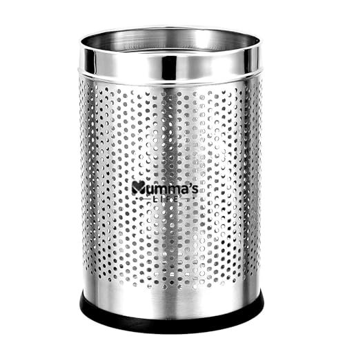 Mumma’s LIFE 6L Dustbin for Home | Stainless Steel Open Perforated Dustbin Without Lid | Garbage Bin for Kitchen, Bathroom, Bedroom, Washroom & Office (7×10 Inch)