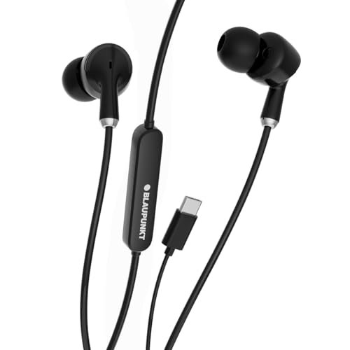 Blaupunkt EM01 Type-C Edition Wired Earphones (2026) with Mic, 14.3mm Hi-Fi Drivers, Noise Isolation, 45° Ergonomic Fit, Durable 5-Core Copper Cable, in-Ear Headset