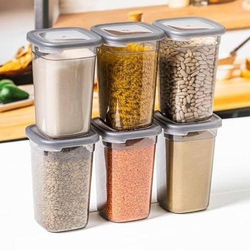 GOPINATHJI Airtight Kitchen Storage and containers Set | 1200 ML Transparent Food Storage Box for Pulses, Grains, Cereals, Snacks & Dry Fruits | Kitchen Accessories Items for Home(3 Pcs)