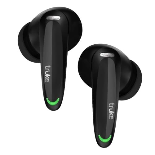 truke BTG Crystal V2 New Launch True Wireless in Ear Buds with Dual Pairing, Spatial Audio Earbuds, 40ms Low Latency, 68H Playtime Fast Charge, HiFi DSP Sound, 4Mics ENC, 13mm Driver-MidnightBlack