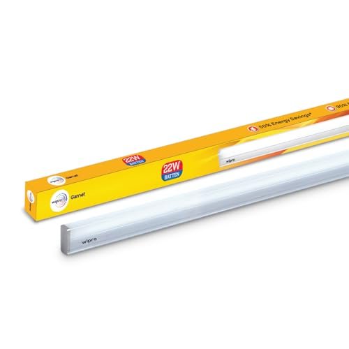 wipro Garnet 22W LED Batten for Living Room & Bedroom | Bright & Energy Efficient Tubelight for Home | Cool Day Light (6500K) with 2200 lumen|4Feet, Pack of 1