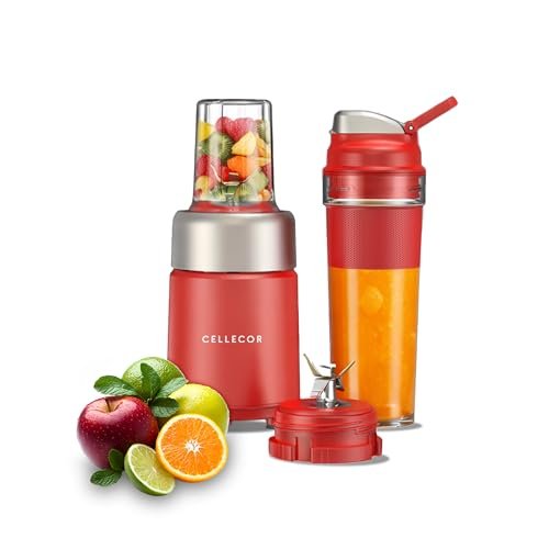 Cellecor BlendPro 500W Nutri-Blender | 500W Personal Smoothie Blender with 24,500 RPM | 2 Durable Jars | 6-Leaf Blade | Compact Juicer Mixer Grinder | Anti-Rust Titanium Alloy Blade | 2 Yrs Warranty