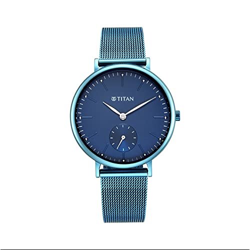 Titan Slimline Blue Dial Analog Stainless Steel Strap Watch for Women-NS95142QM01
